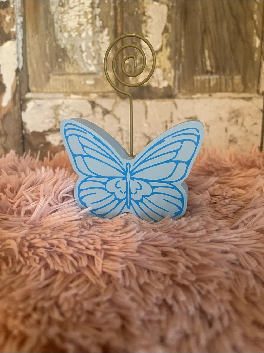Blue Butterfly Photo & Place Card Holder - Decorative Cake Topper